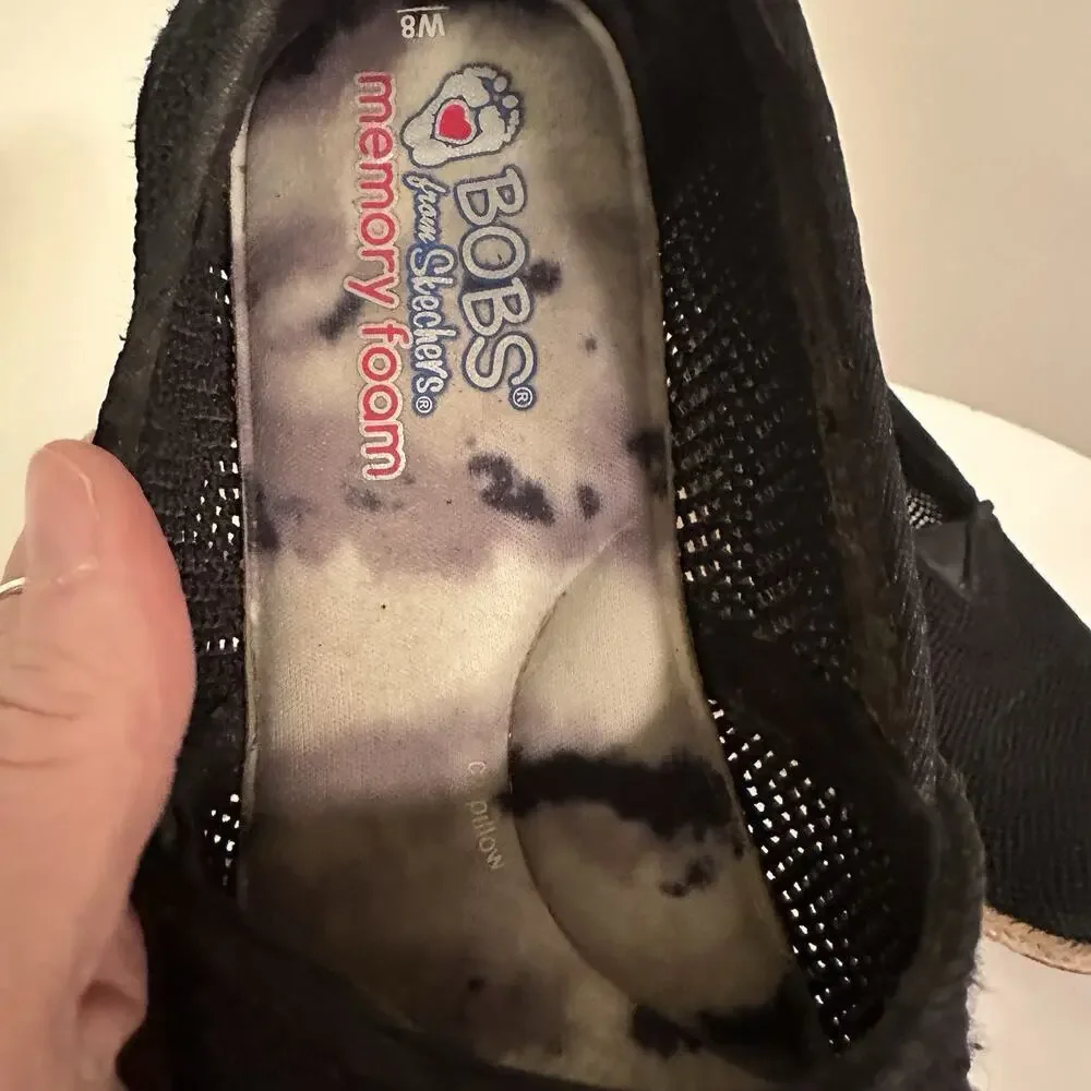 BOBS Women’s‎ Size 8 Black Woven Memory Foam From Sketchers Slip Bohemian EUC